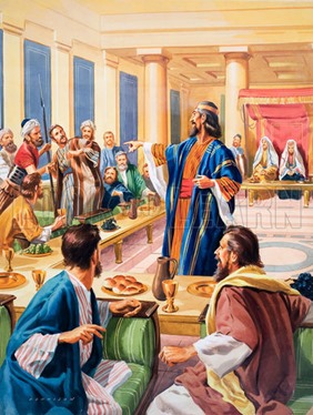 The Parable of the Wedding Feast.  Original artwork for illustration on p18 of The Bible Story issue no 12.  Lent for scanning by The Gallery of Illustration.